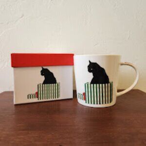 Adorable Black Cat in Gift Box Mug & Matching Box - Perfect Gift!
